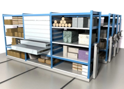 Передвижные среднегрузовые стеллажи складские